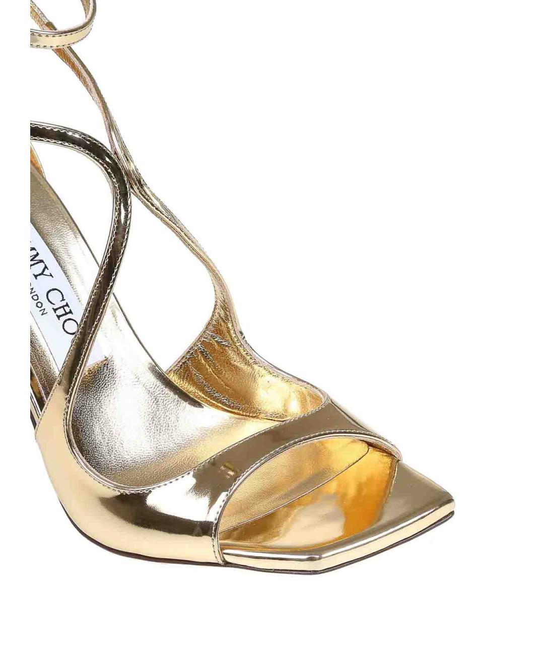 JIMMY CHOO Золотые босоножки из лакированной кожи, фото 5