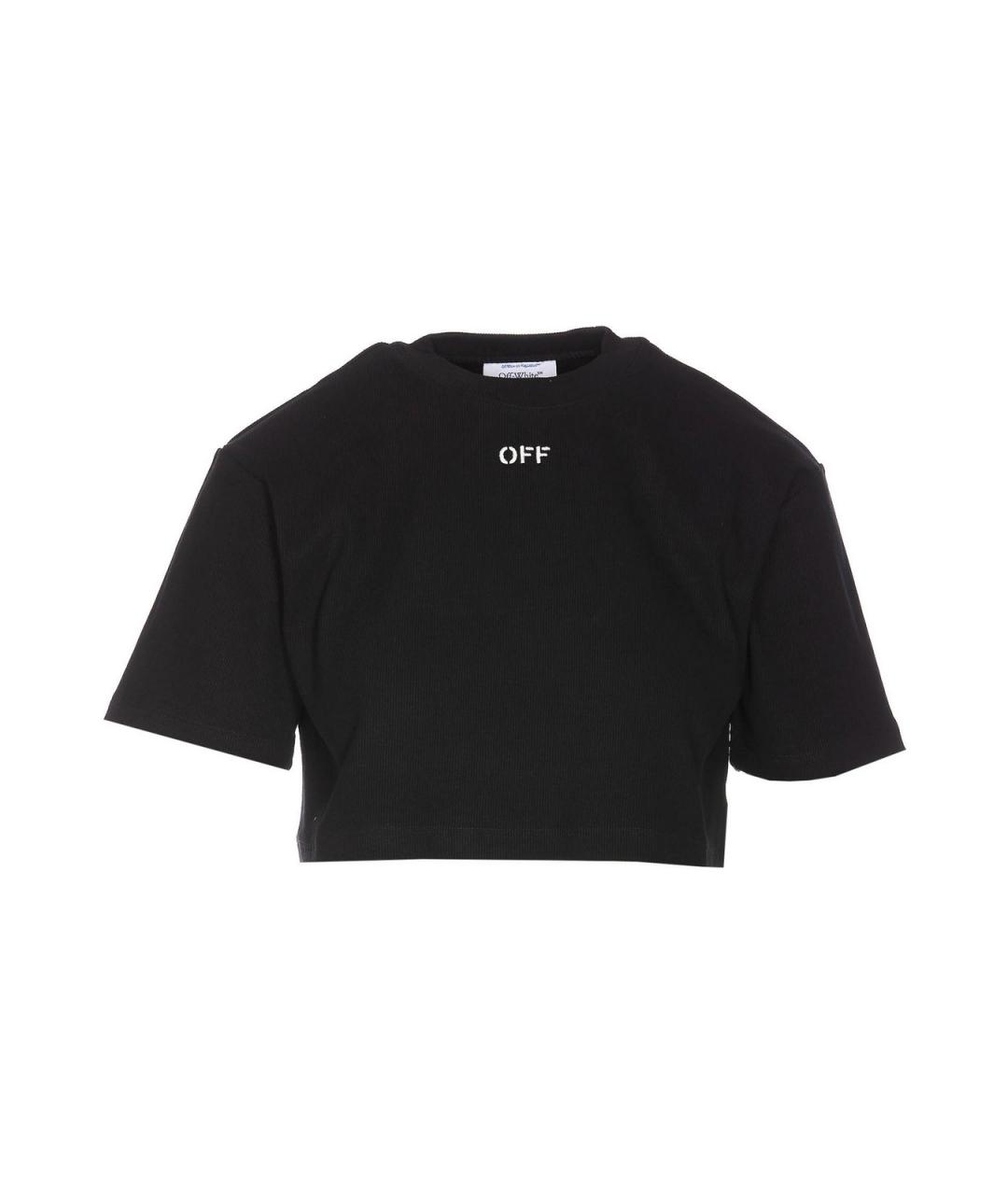 OFF-WHITE Черная хлопко-эластановая футболка, фото 1