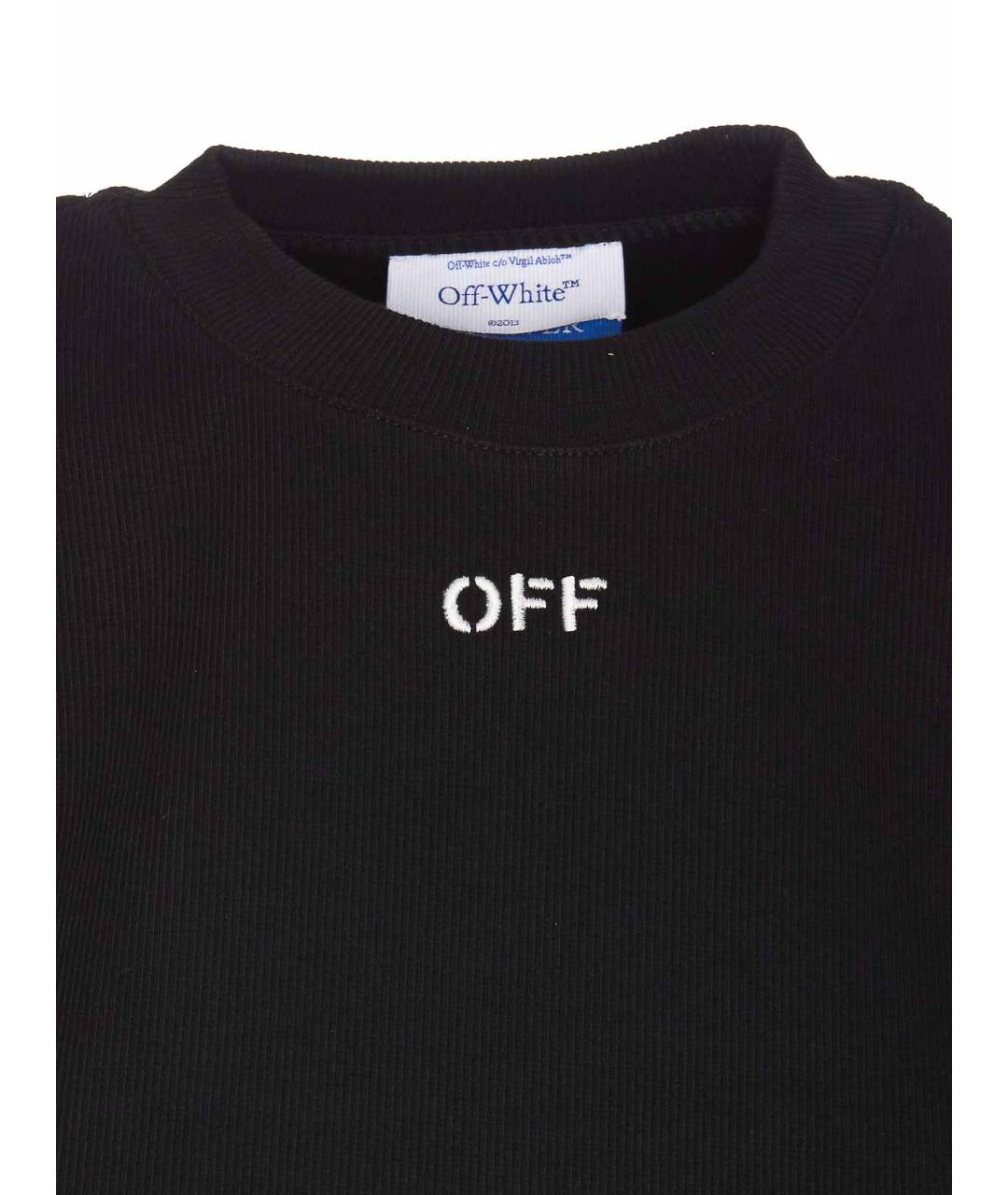 OFF-WHITE Черная хлопко-эластановая футболка, фото 4