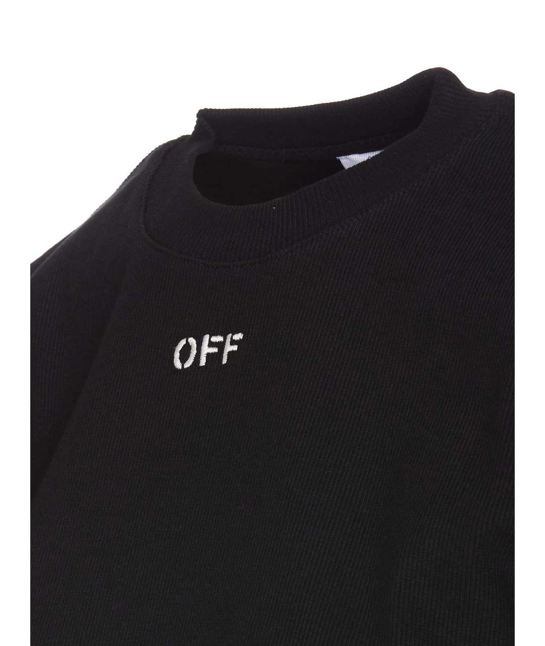OFF-WHITE Черная хлопко-эластановая футболка, фото 3