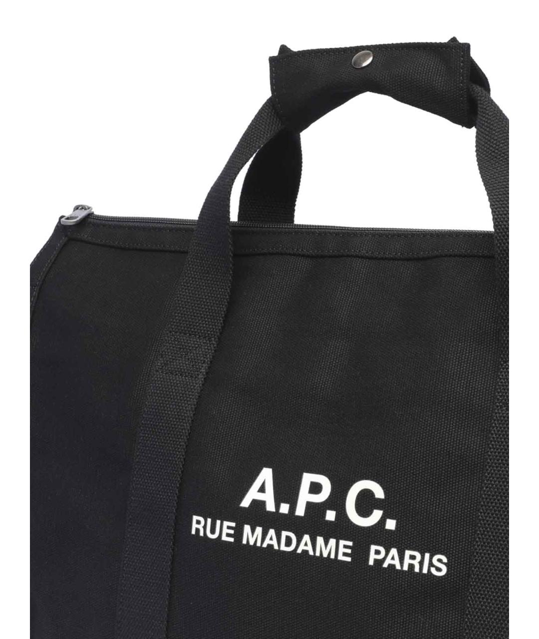A.P.C. Черная хлопковая сумка тоут, фото 4