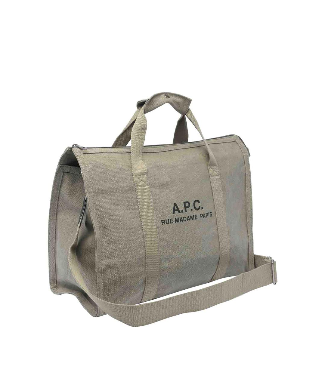 A.P.C. Зеленая хлопковая сумка на плечо, фото 2