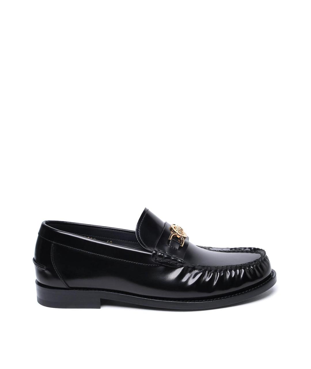 VERSACE Черные кожаные лоферы, фото 1