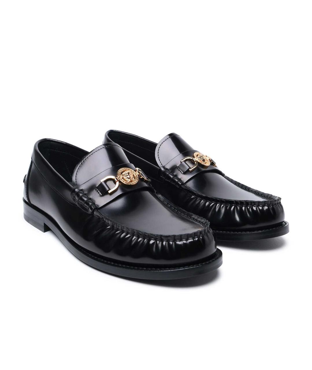 VERSACE Черные кожаные лоферы, фото 2