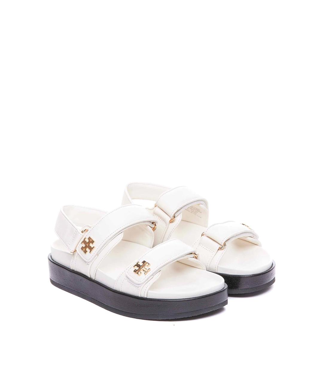 TORY BURCH Белые кожаные босоножки, фото 4