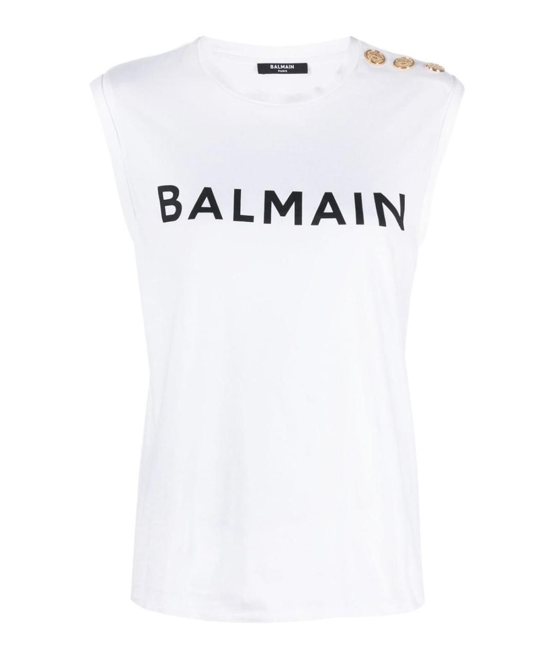 BALMAIN Белая хлопковая майка, фото 1