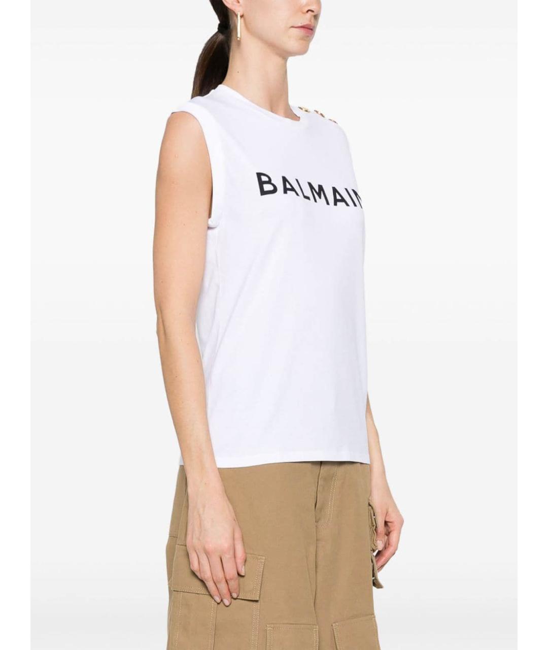 BALMAIN Белая хлопковая майка, фото 4