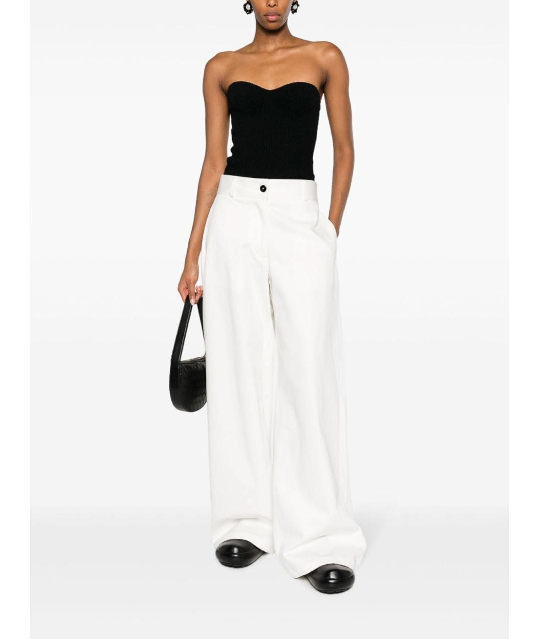 JIL SANDER Белые хлопковые брюки широкие, фото 2