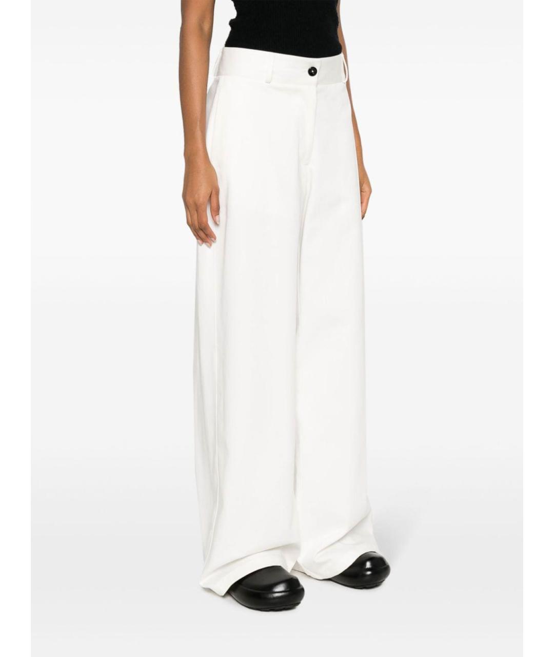 JIL SANDER Белые хлопковые брюки широкие, фото 3
