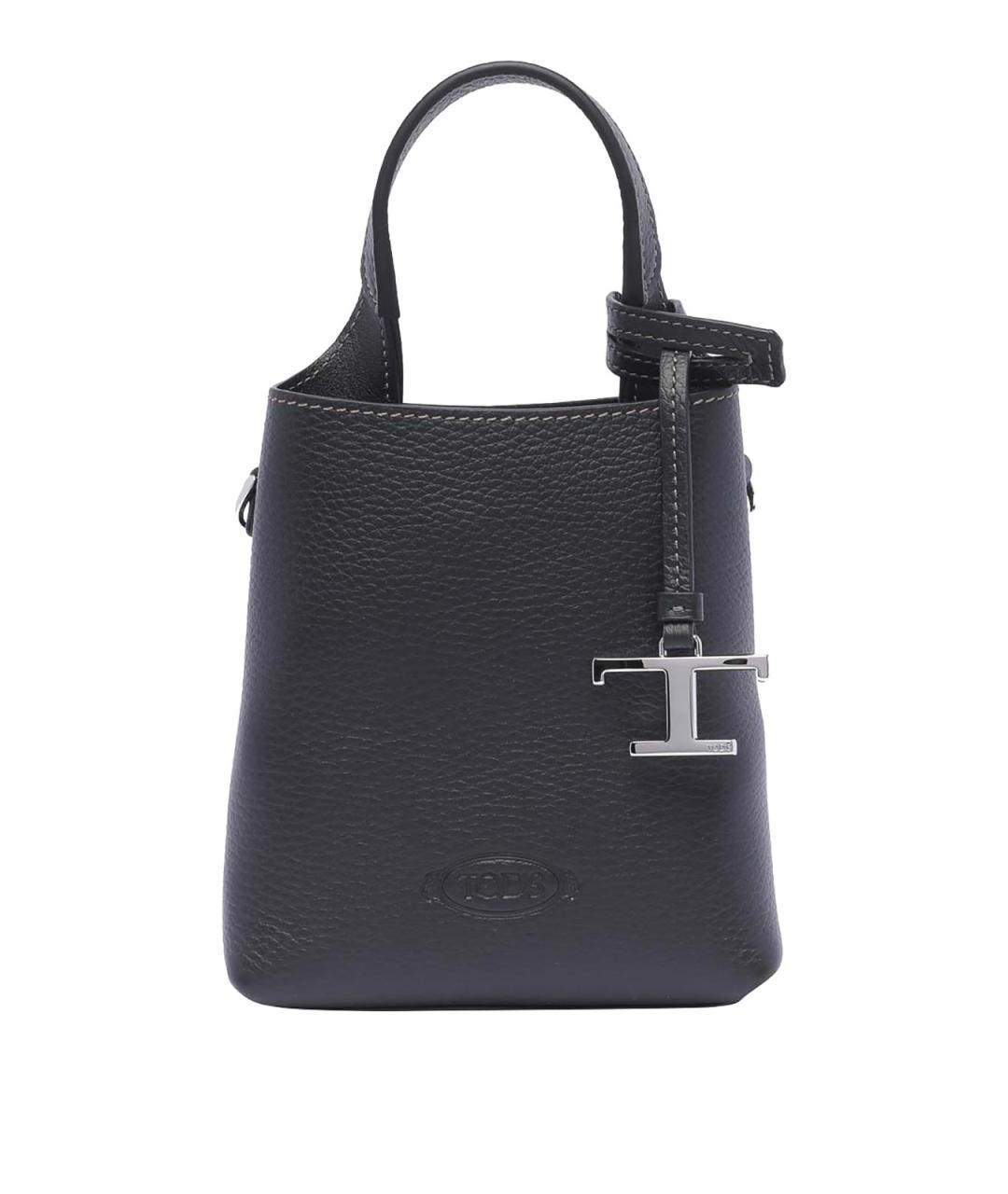 TOD'S Черная кожаная сумка тоут, фото 1