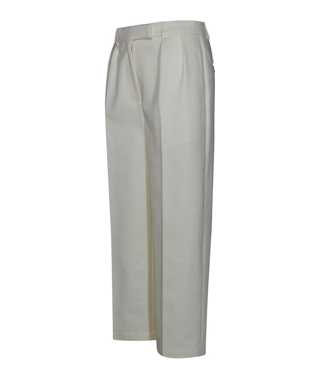 THOM BROWNE Белые хлопковые прямые брюки, фото 3