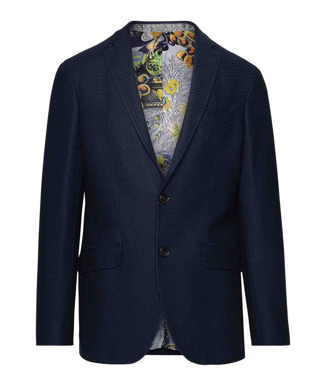 ETRO Темно-синий хлопковый пиджак, фото 1