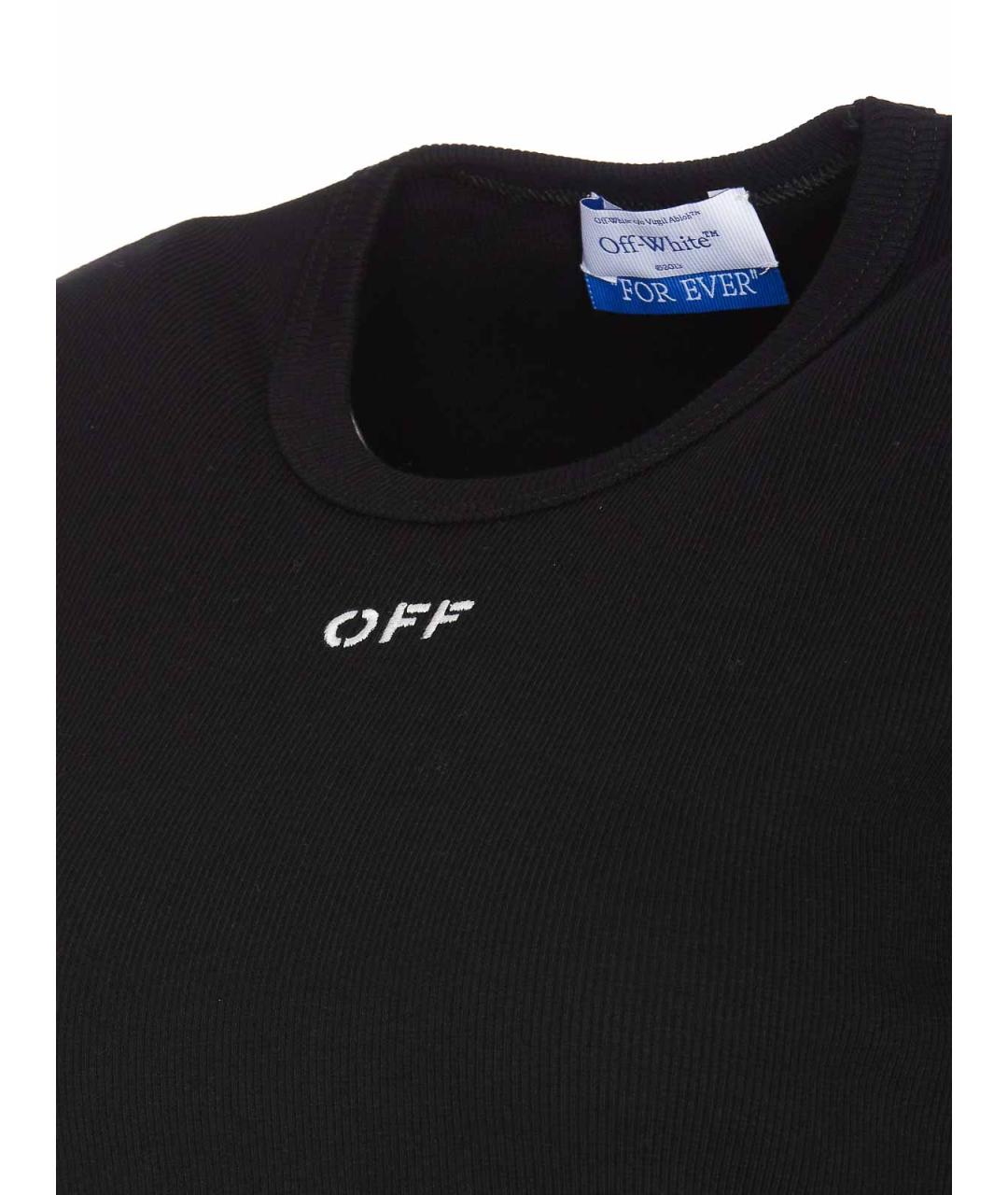 OFF-WHITE Черная хлопко-эластановая футболка, фото 3
