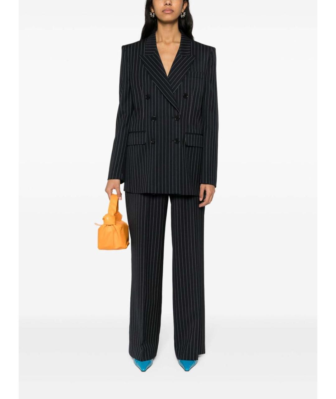 MSGM Синие шерстяные прямые брюки, фото 3