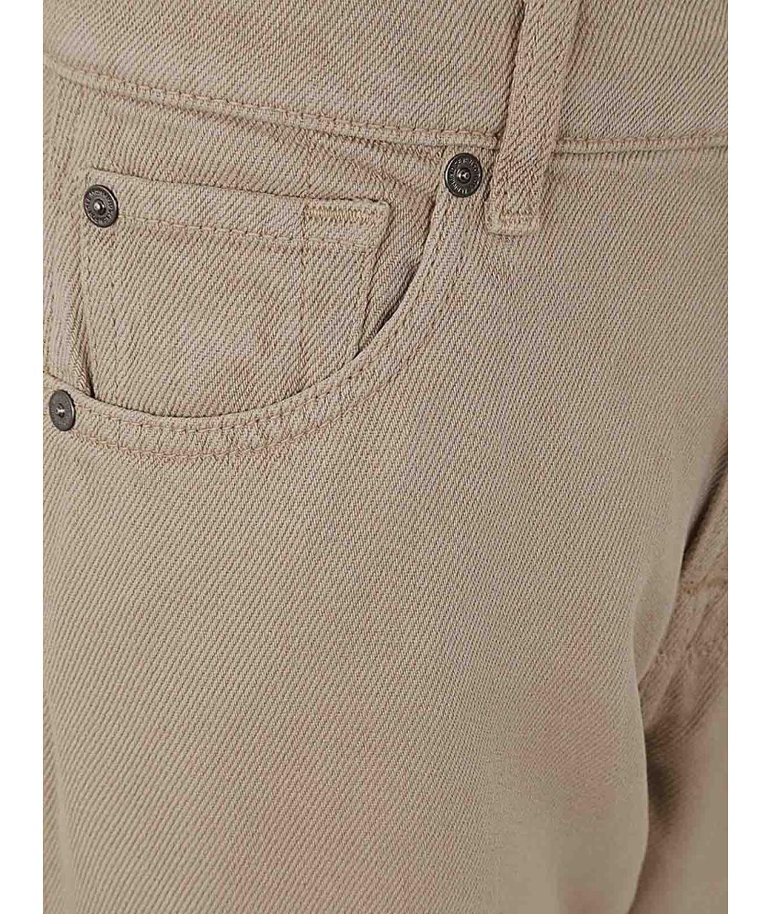 7 FOR ALL MANKIND Бежевые хлопковые прямые джинсы, фото 3