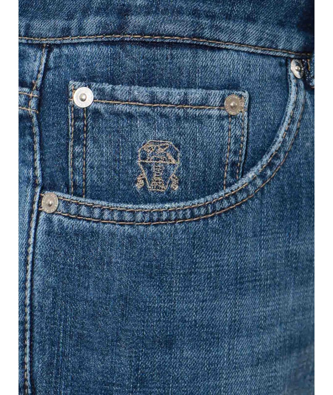 BRUNELLO CUCINELLI Синие хлопковые джинсы скинни, фото 3