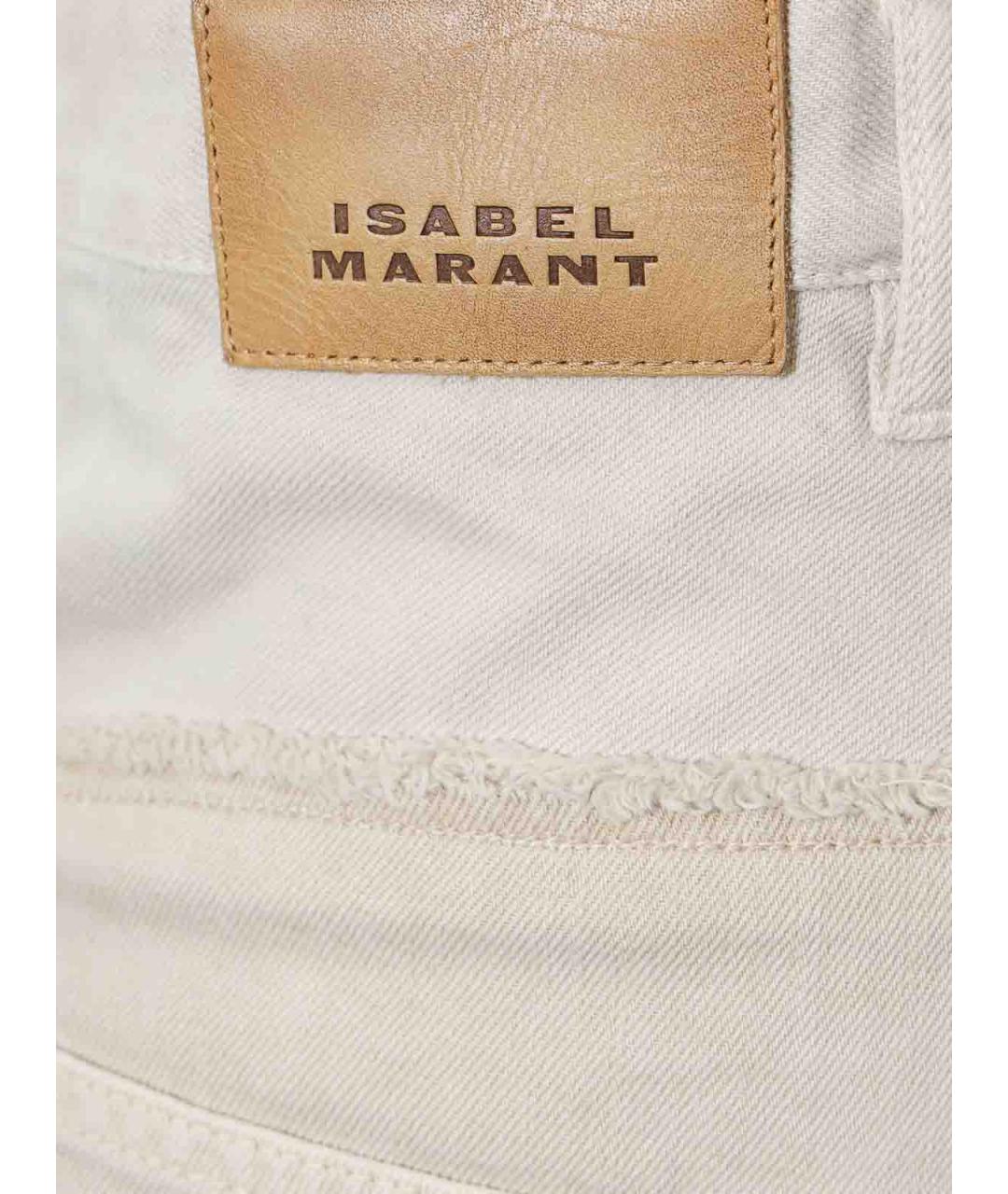 ISABEL MARANT Бежевые хлопковые прямые джинсы, фото 3