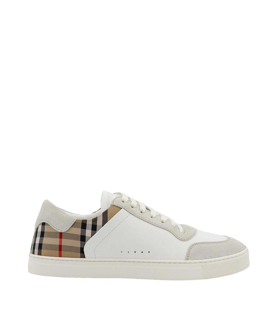 BURBERRY Белые кожаные низкие кроссовки / кеды, фото 1