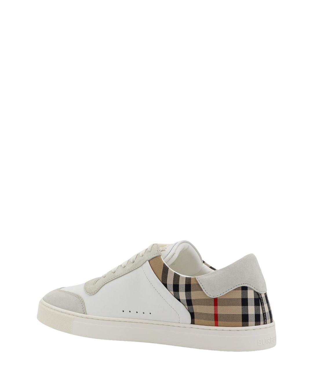BURBERRY Белые кожаные низкие кроссовки / кеды, фото 3