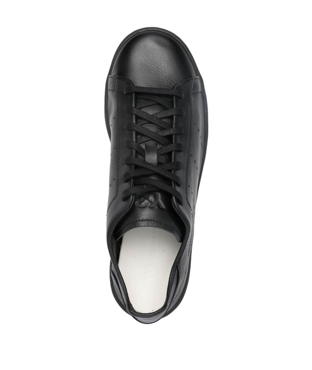 Y-3 Черные кожаные низкие кроссовки / кеды, фото 3
