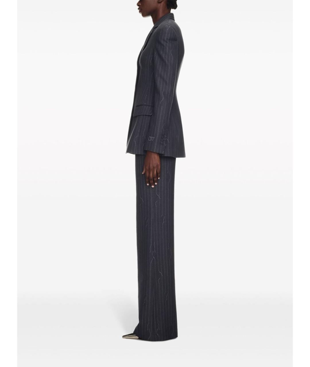 OFF-WHITE Серые полиэстеровые прямые брюки, фото 5