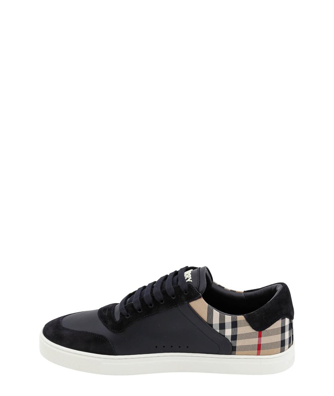 BURBERRY Черные кожаные низкие кроссовки / кеды, фото 2