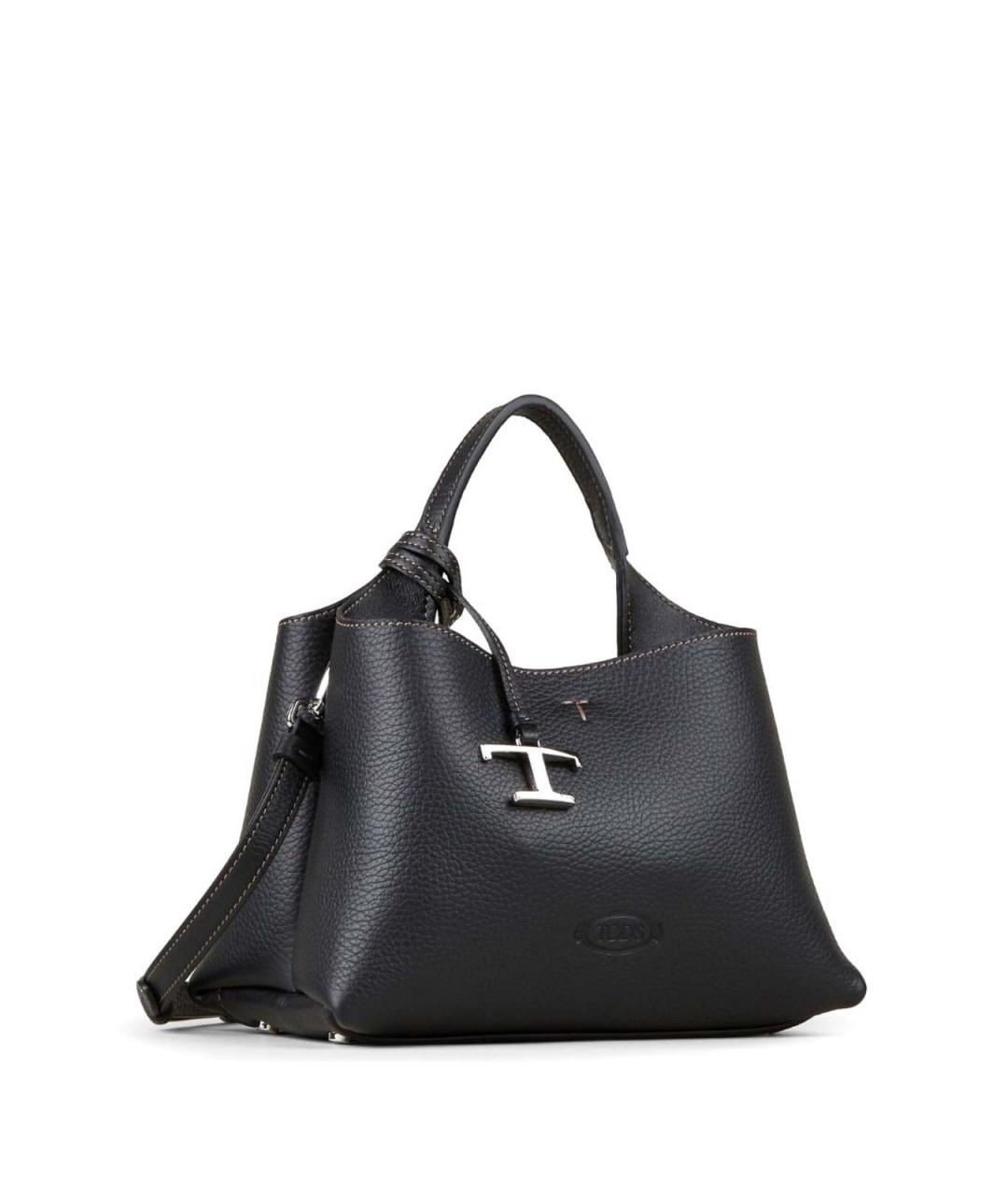 TOD'S Черная кожаная сумка тоут, фото 4