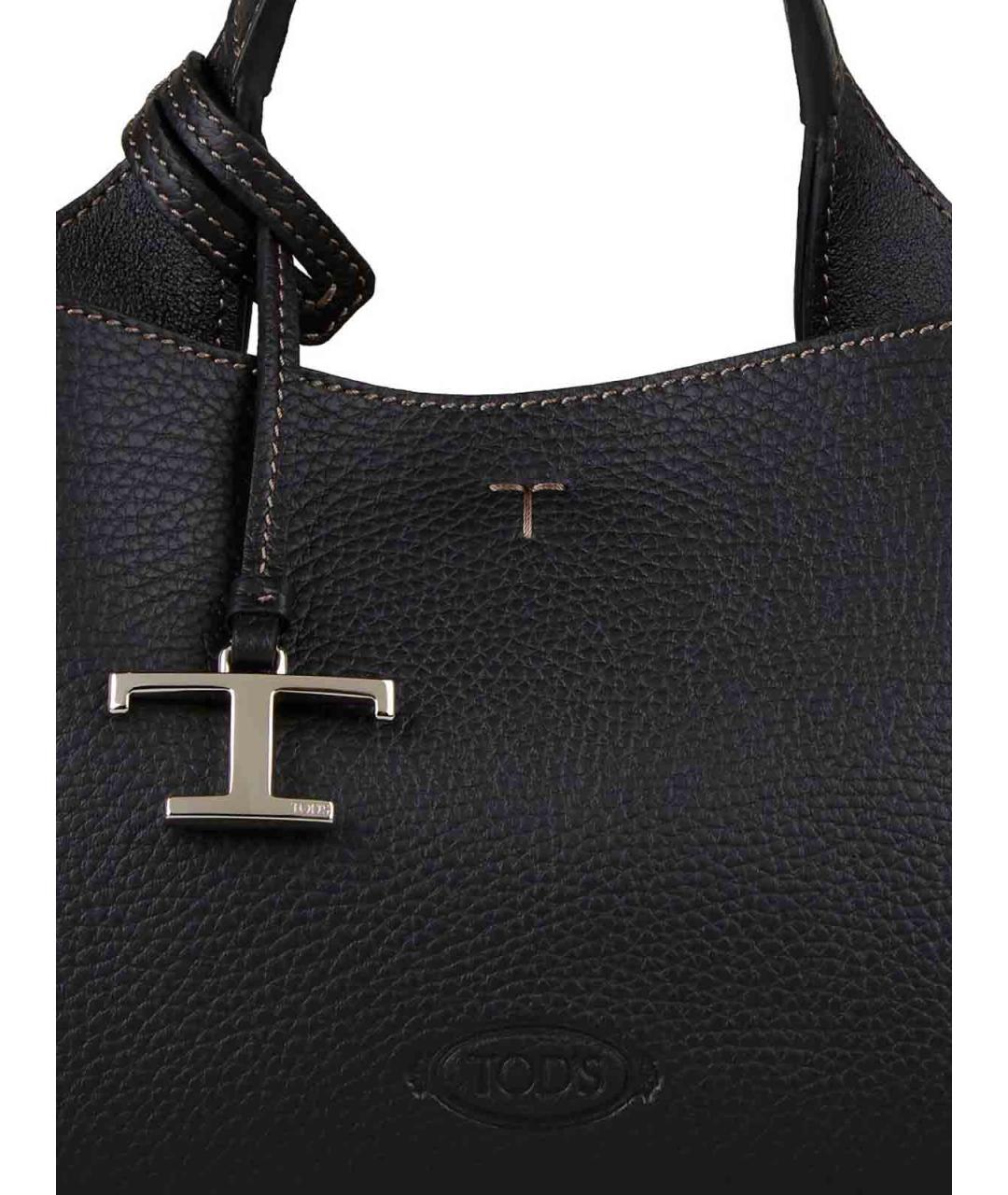 TOD'S Черная кожаная сумка тоут, фото 2