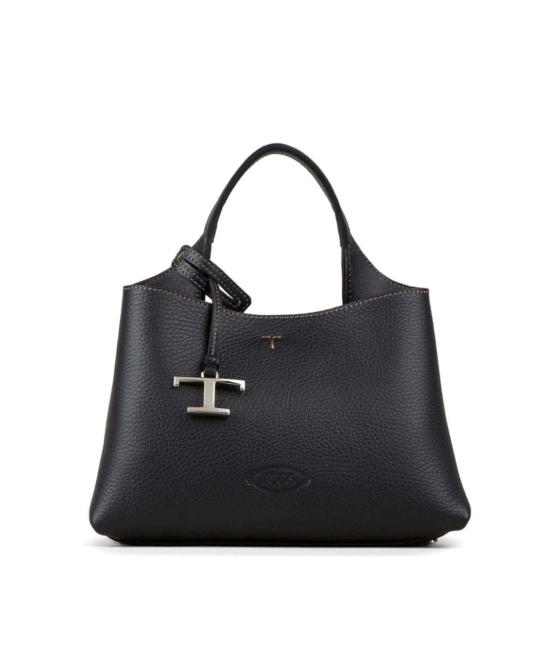 TOD'S Черная кожаная сумка тоут, фото 1
