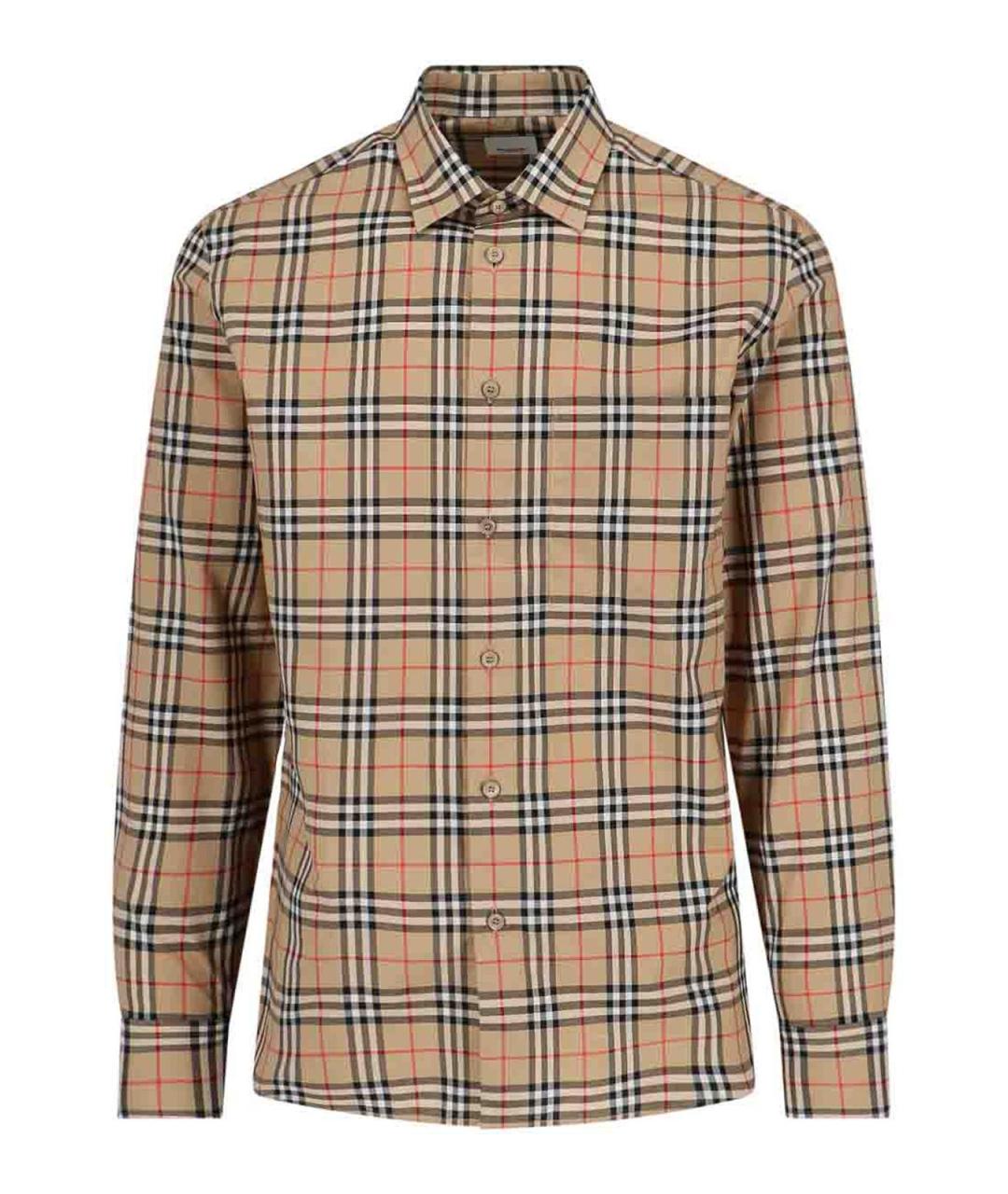 BURBERRY Бежевая хлопковая классическая рубашка, фото 1