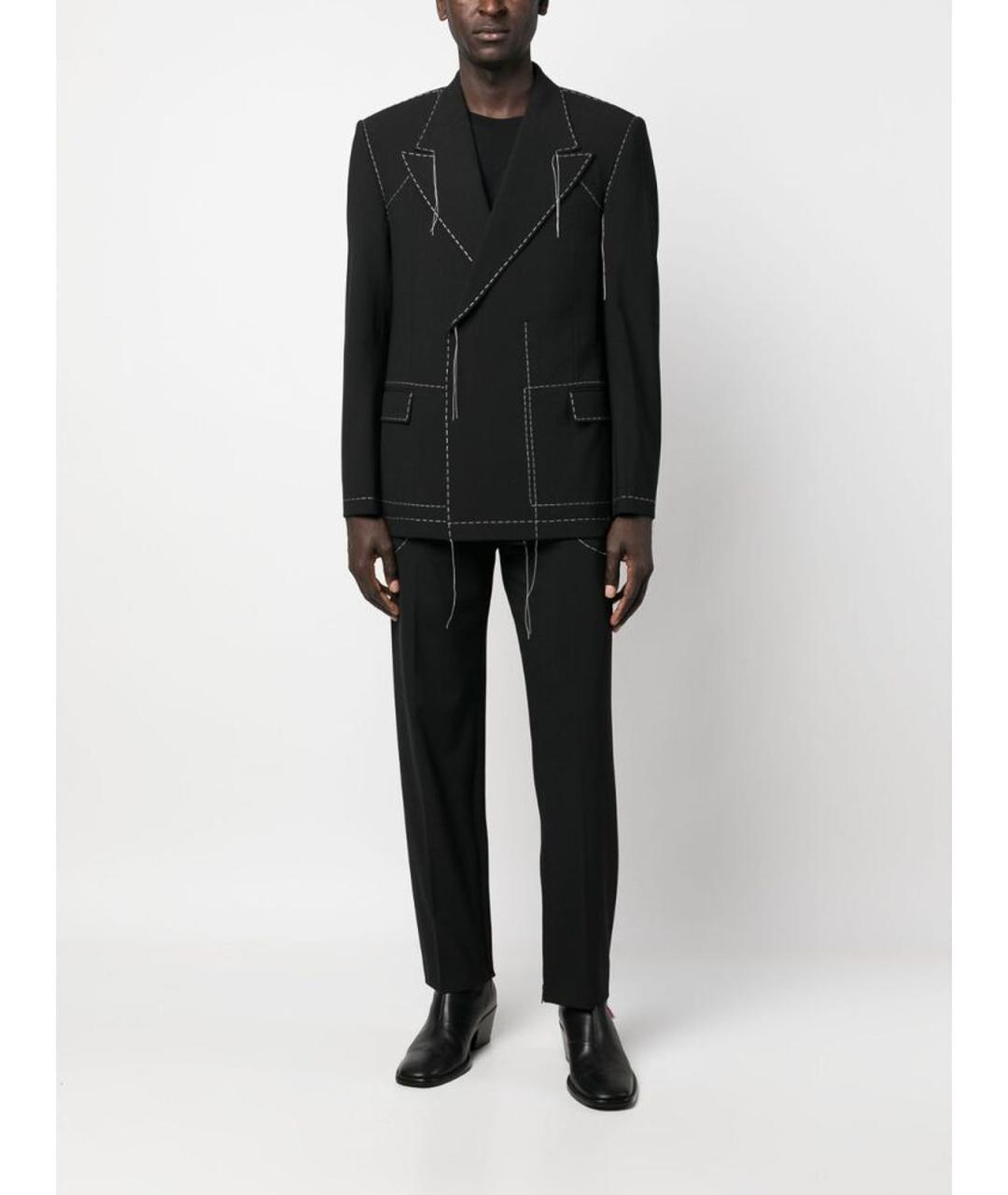OFF-WHITE Черные шерстяные повседневные брюки, фото 6