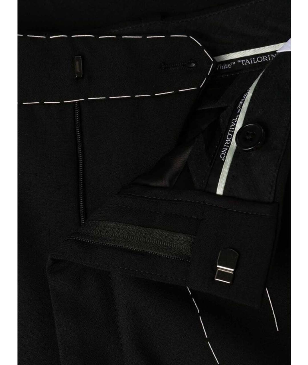 OFF-WHITE Черные шерстяные повседневные брюки, фото 3