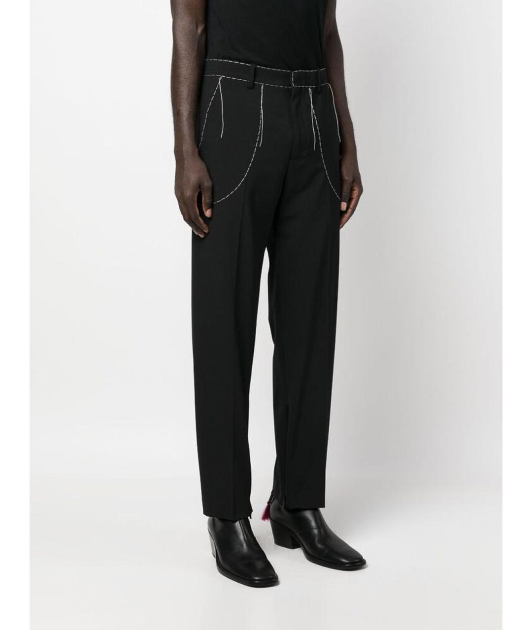 OFF-WHITE Черные шерстяные повседневные брюки, фото 5