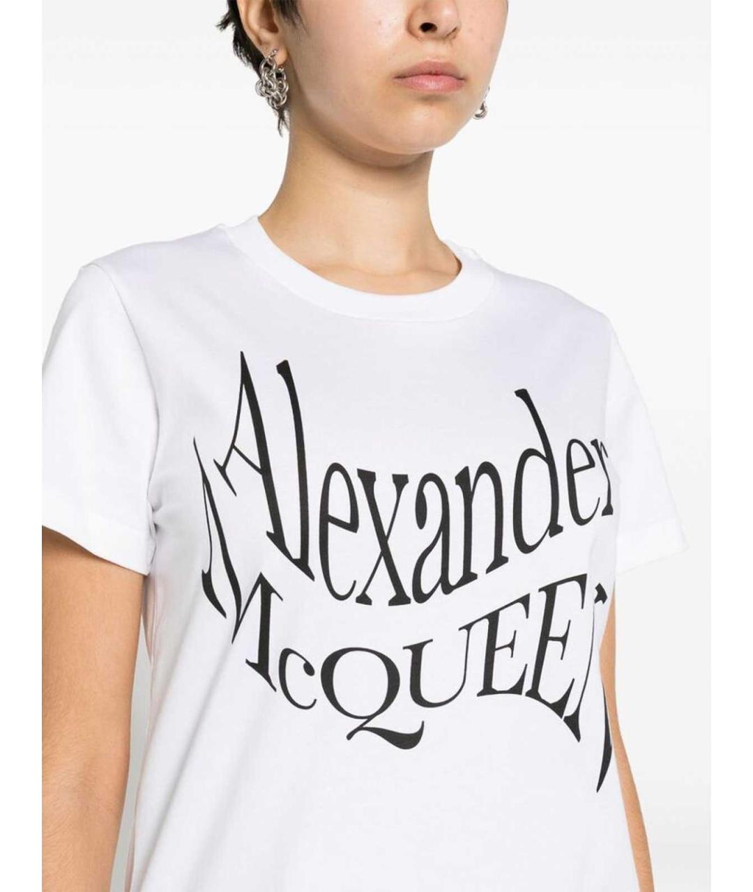 ALEXANDER MCQUEEN Белая хлопковая футболка, фото 4