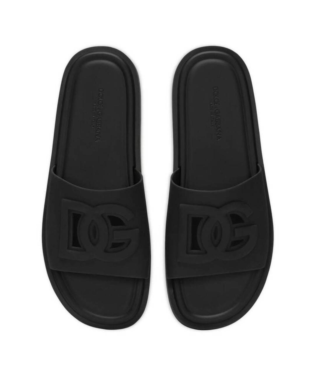 DOLCE&GABBANA Черные резиновые шлепанцы, фото 4