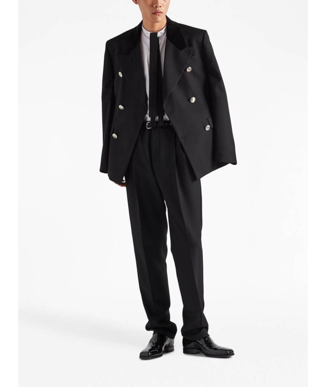 PRADA Черные шерстяные повседневные брюки, фото 2