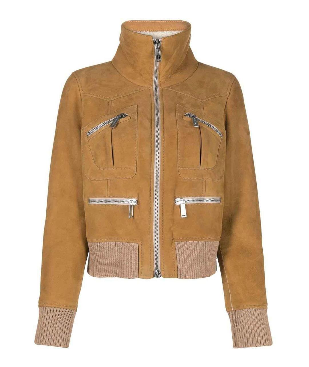 DSQUARED2 Коричневая кожаная куртка, фото 1