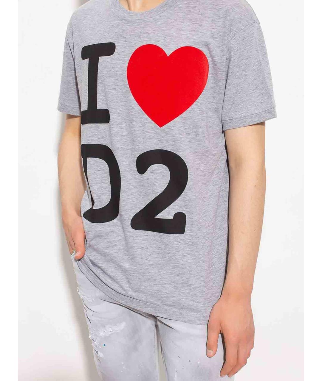 DSQUARED2 Серая хлопковая футболка, фото 2