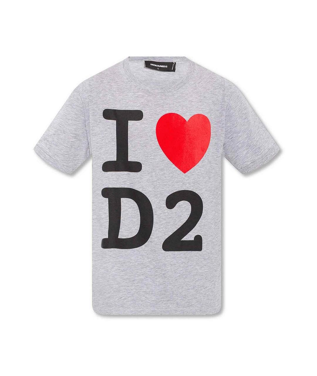 DSQUARED2 Серая хлопковая футболка, фото 1