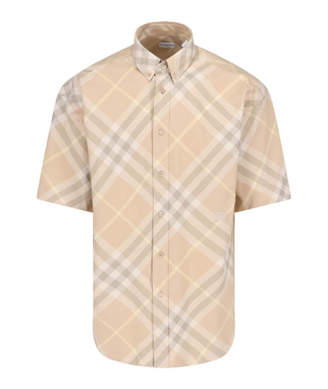 BURBERRY Бежевая хлопковая классическая рубашка, фото 1
