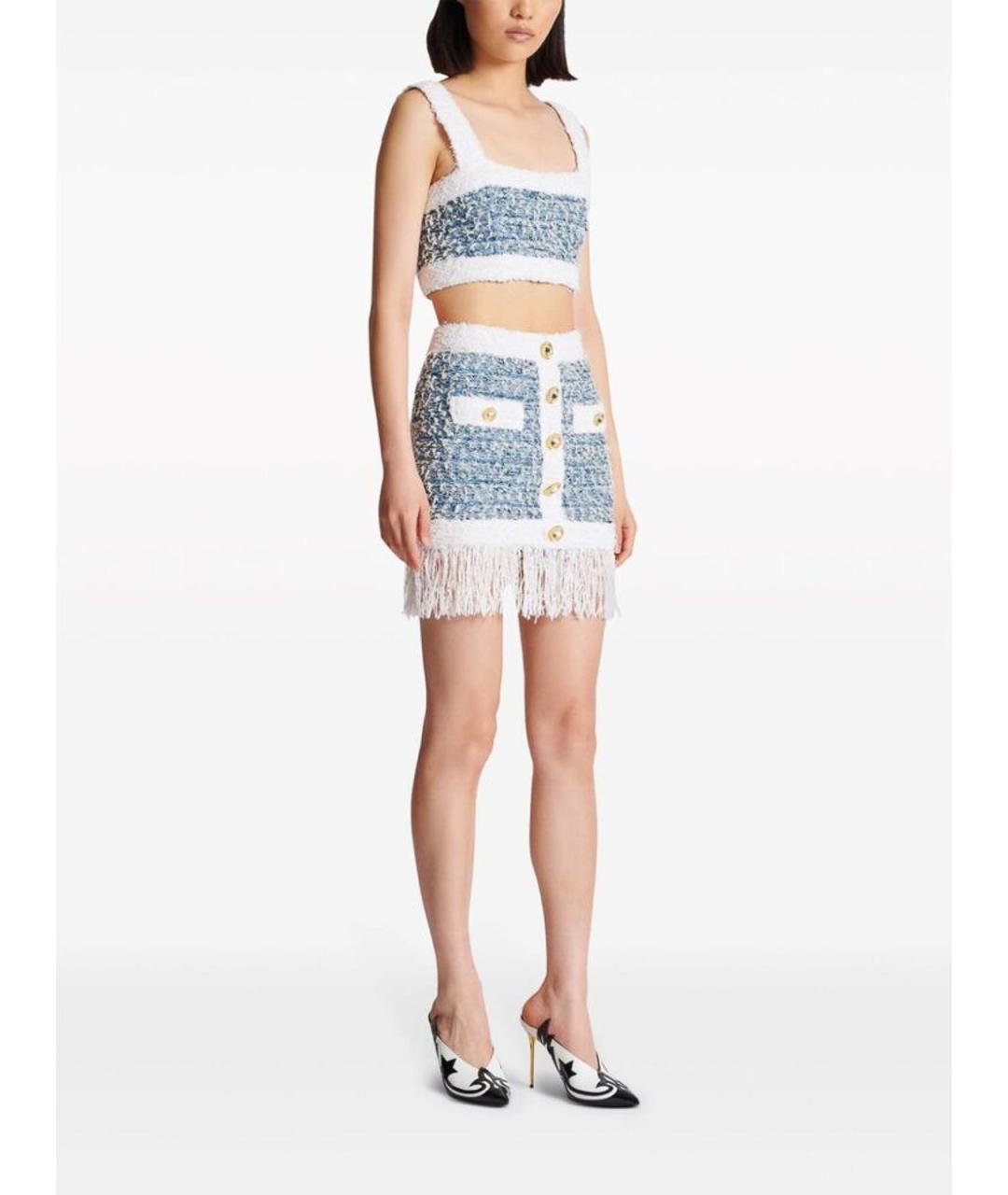 BALMAIN Мульти полиэстеровая юбка мини, фото 4