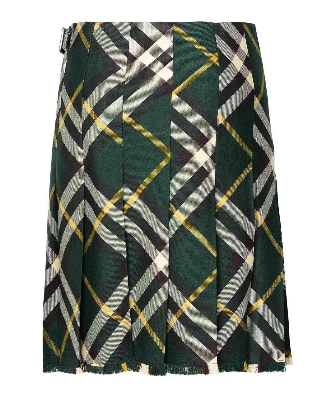 BURBERRY Зеленая шерстяная юбка миди, фото 3