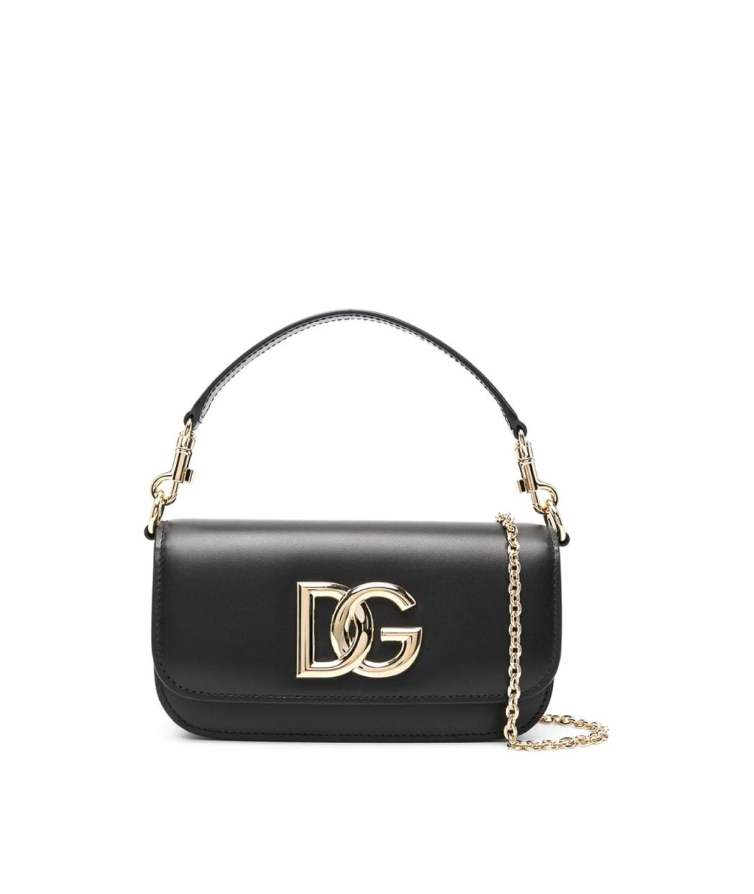DOLCE&GABBANA Черная кожаная сумка через плечо, фото 1