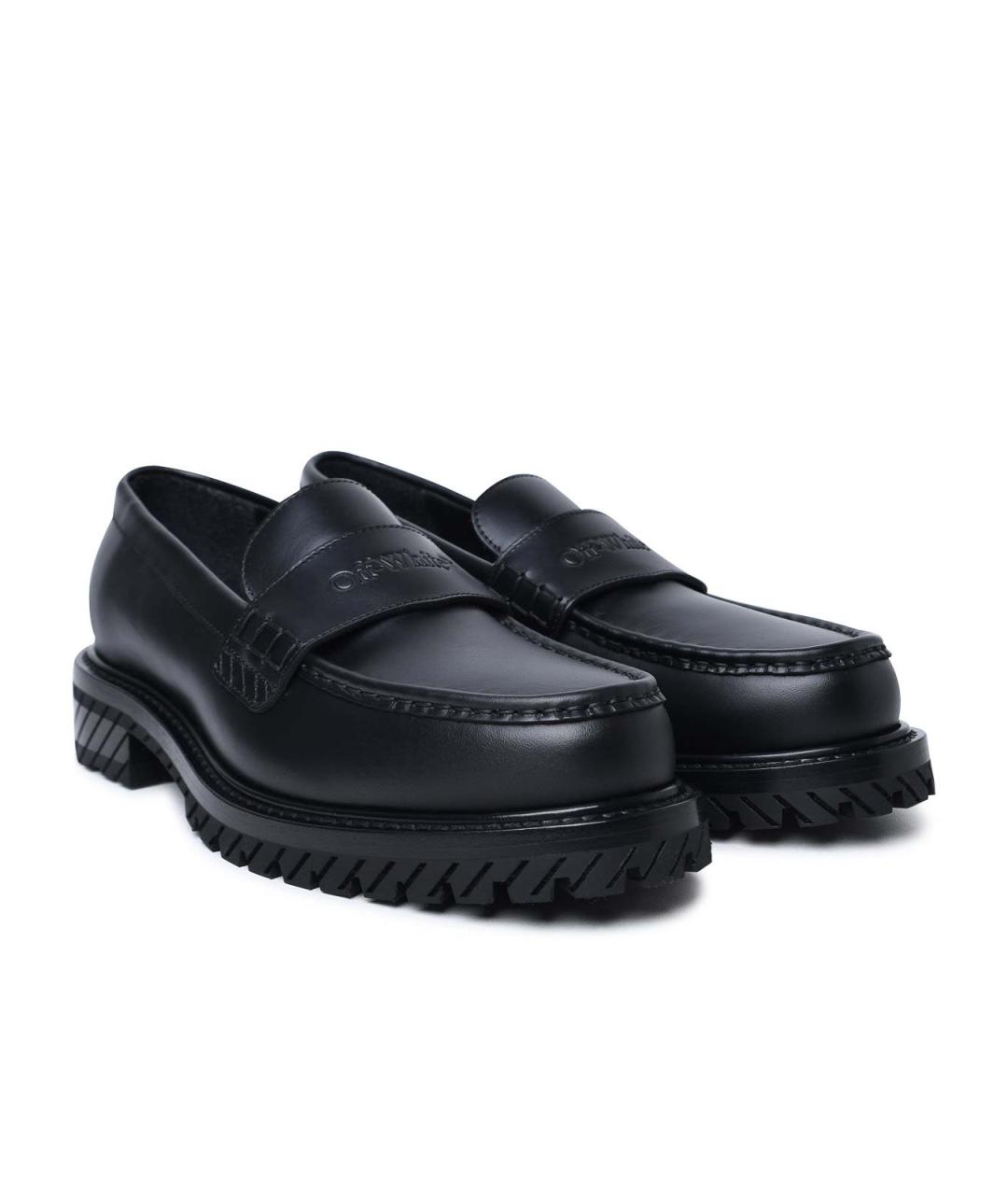 OFF-WHITE Черные кожаные лоферы, фото 2