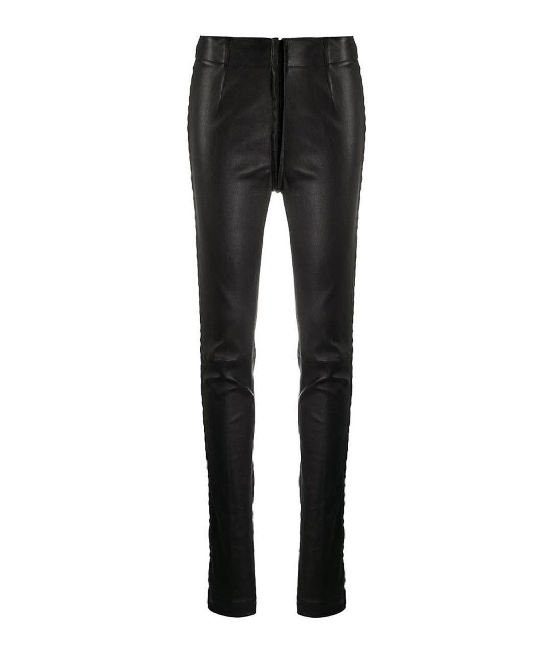 ANN DEMEULEMEESTER Черные кожаные брюки широкие, фото 1