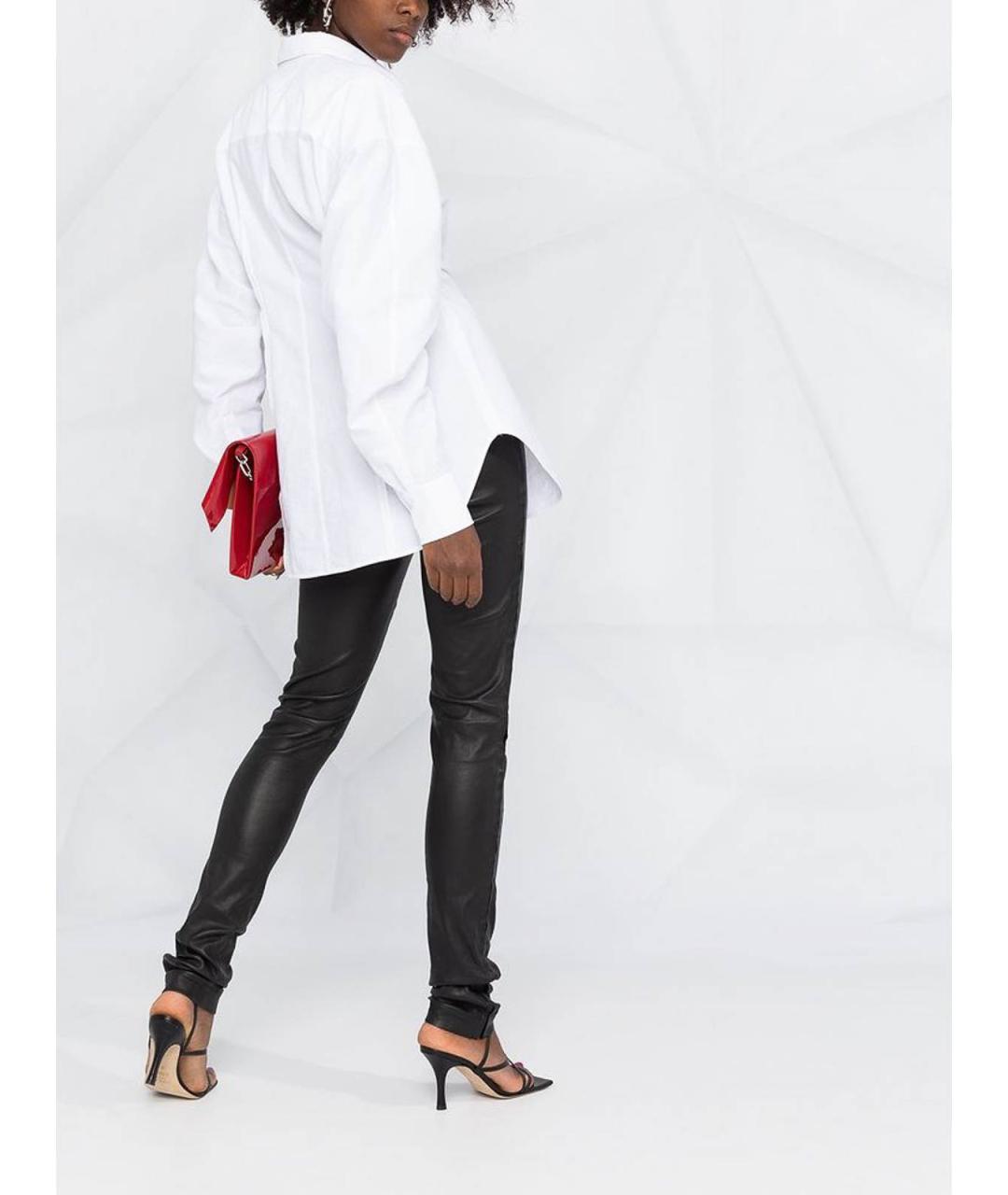ANN DEMEULEMEESTER Черные кожаные брюки широкие, фото 3