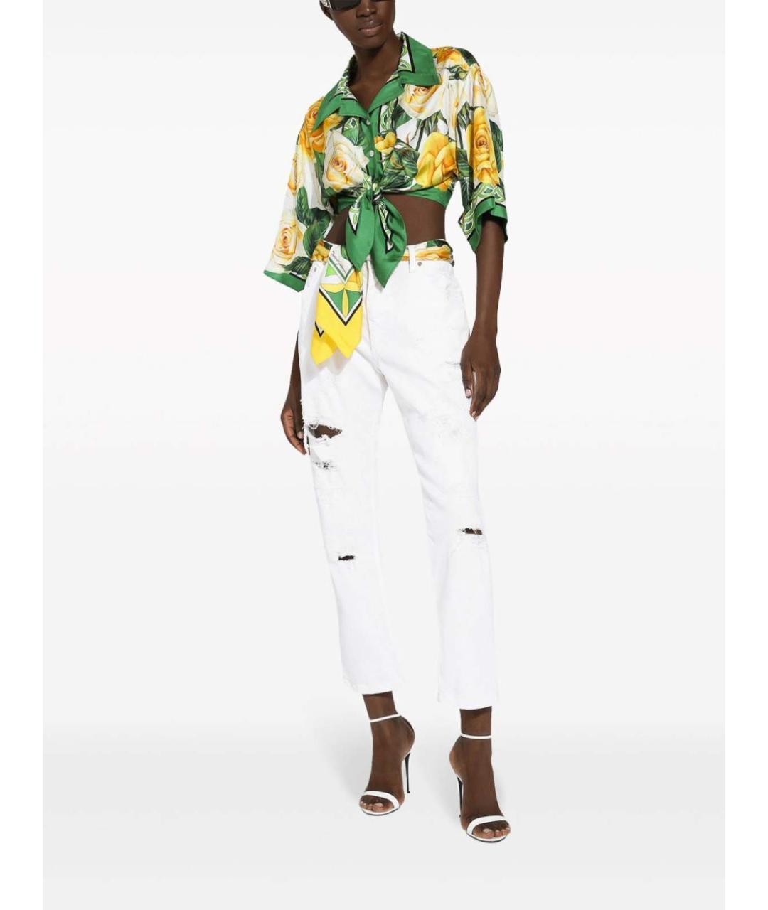 DOLCE&GABBANA Синие хлопковые прямые джинсы, фото 2
