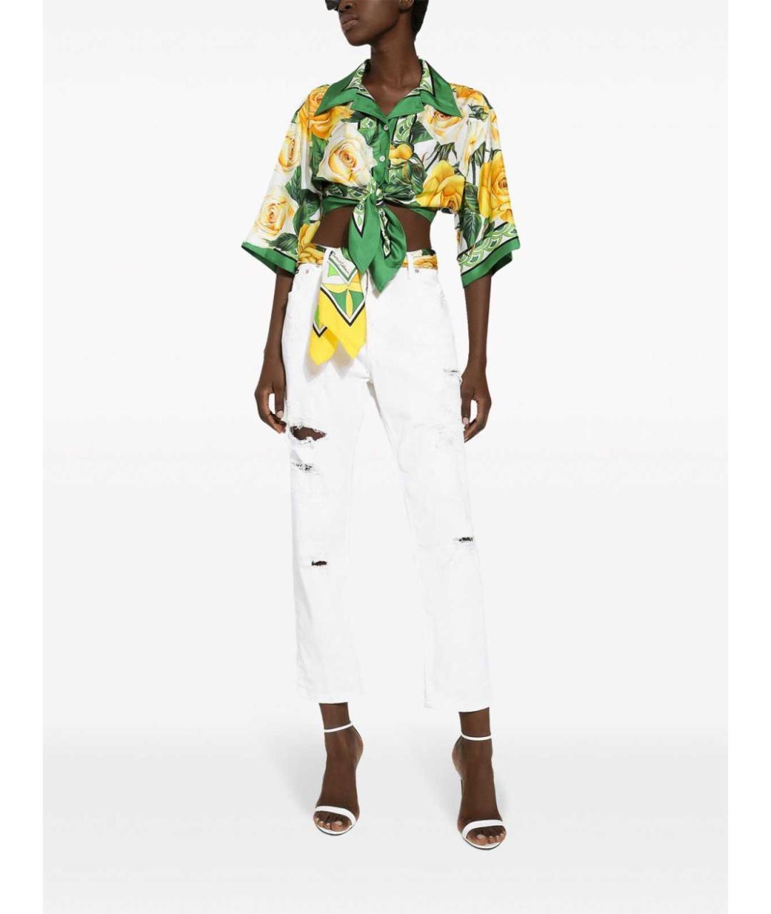 DOLCE&GABBANA Синие хлопковые прямые джинсы, фото 4