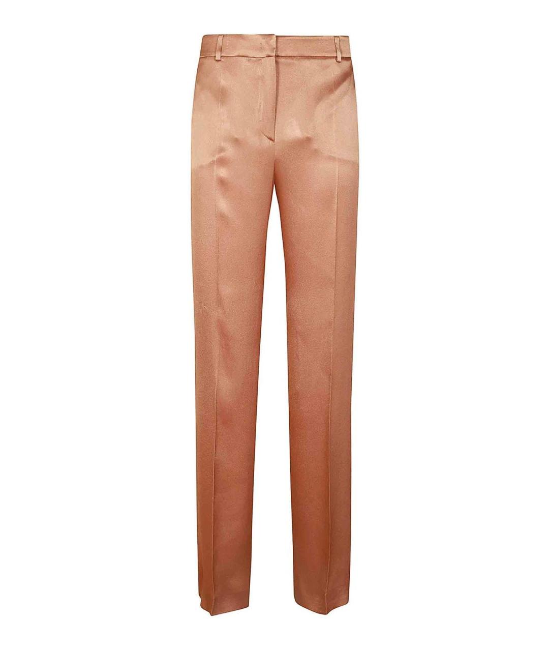 ALBERTA FERRETTI Розовые шелковые прямые брюки, фото 1