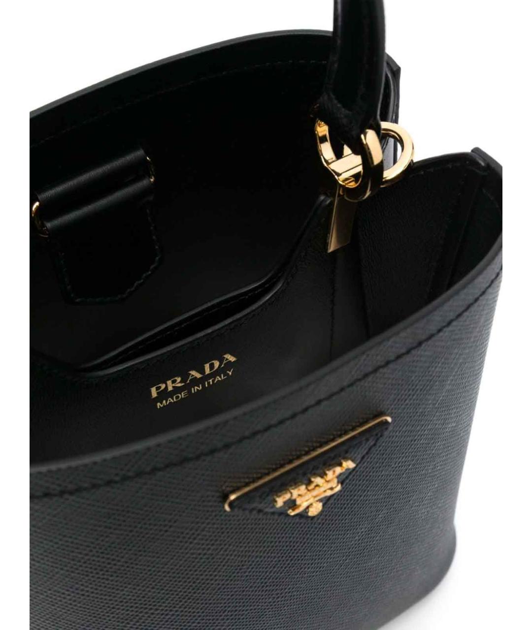 PRADA Черная кожаная сумка тоут, фото 4